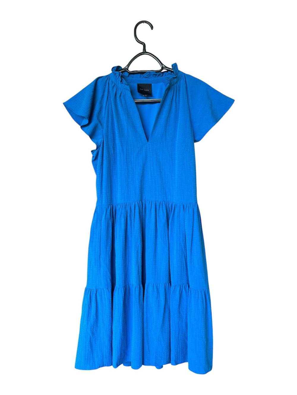 Alex Marie Blue Tiered Flutter Sleeve Knee Length Dress Women's Size 4